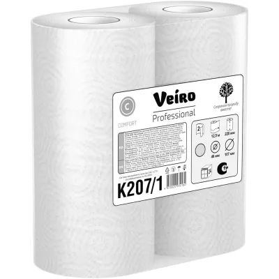 Бумажные полотенца Veiro К207/1,  2-слойные, 2 шт/уп, 12,5 м.