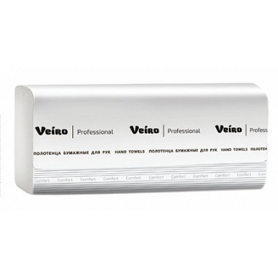 Полотенца листовые Veiro Comfort V2-250, V-сложение, 1-сл., 250 л/уп