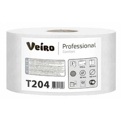 Туалетная бумага Veiro Proffessional Comfort Т204, 2-сл., 170 м, белая (12)