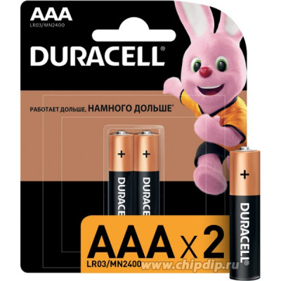 DURACELL Basic AAA Батарейки алкалиновые 1.5V 2шт